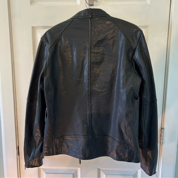 ALL SAINTS Cora Leather Jacket Black Size L - Picture 3 of 10